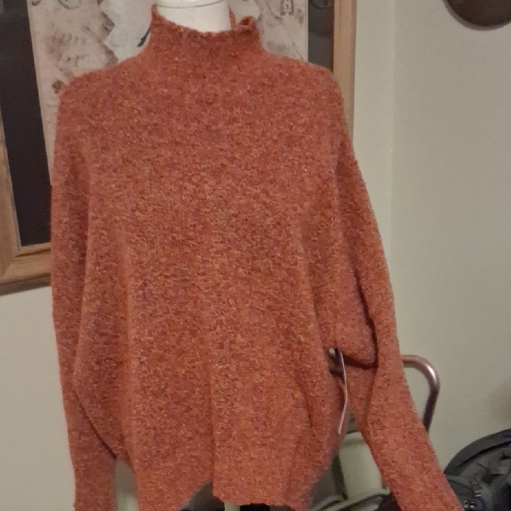 Cozy Orange Wool & Cashmere Turtleneck Sweater